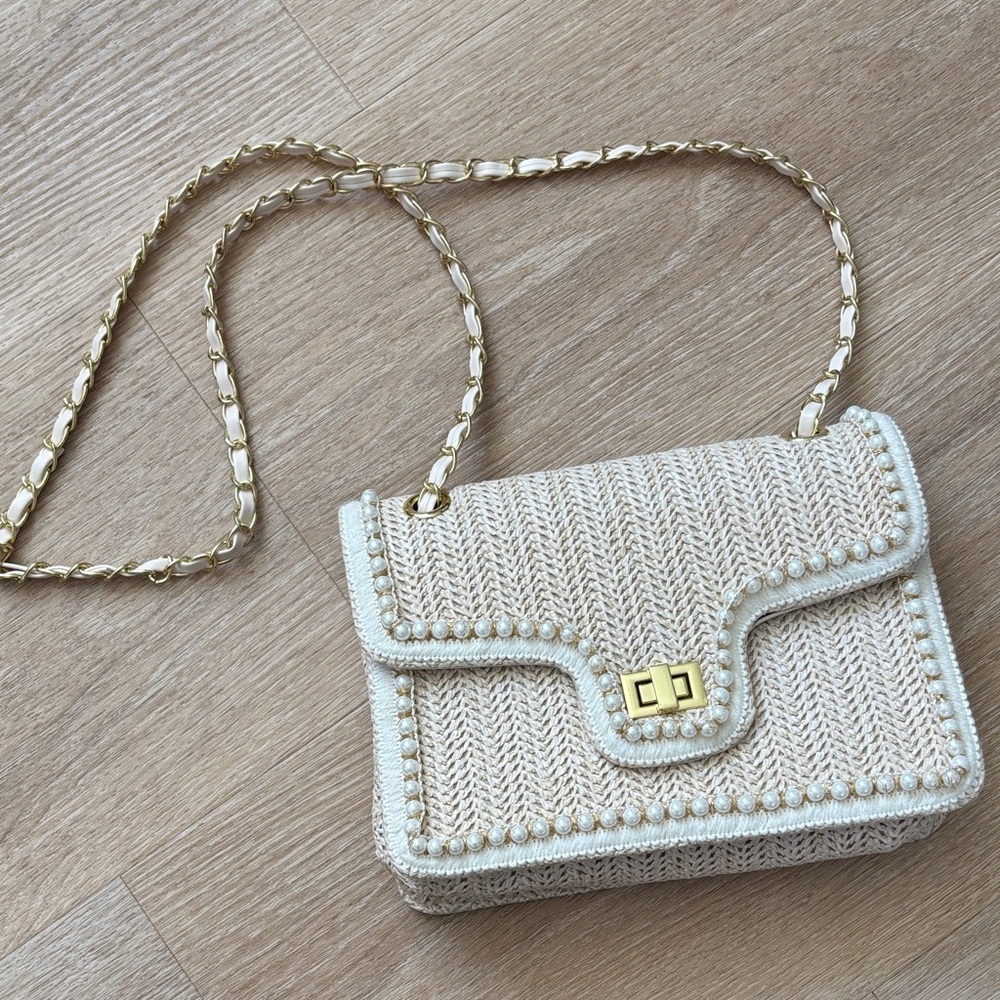 SHEIN Cream Woven Crossbody Bag